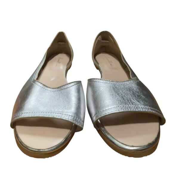 Avellini D'Orsay Open Toe Flats Silver Leather Made in Italy - Picture 3 of 10